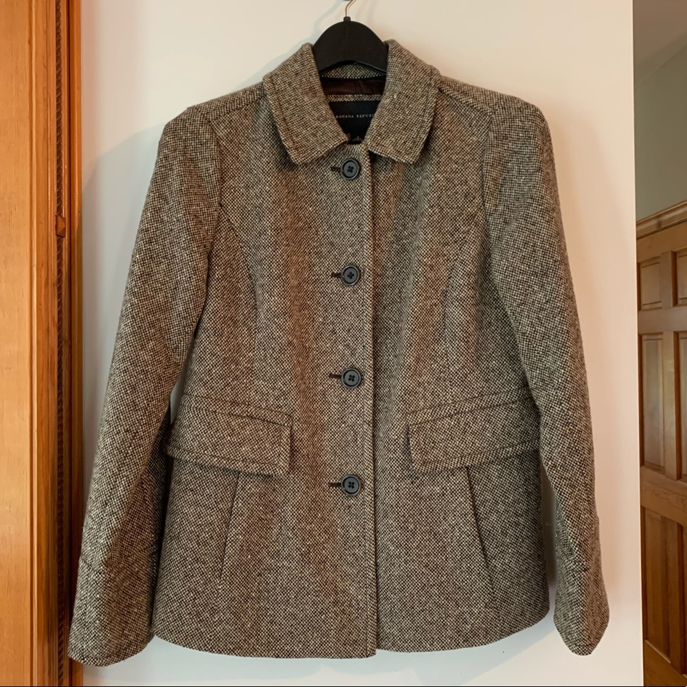 Banana Republic, Brown, Tweed Pea Coat